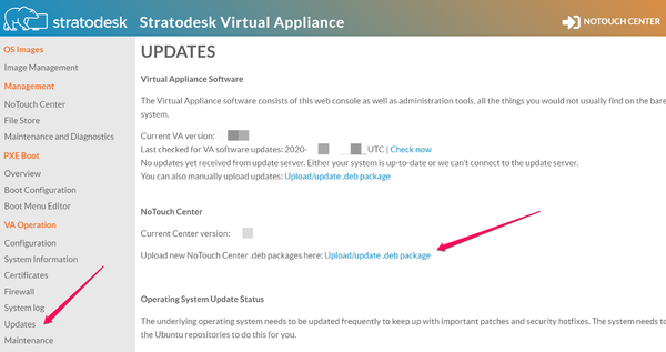 Updating the Stratodesk Virtual Appliance
