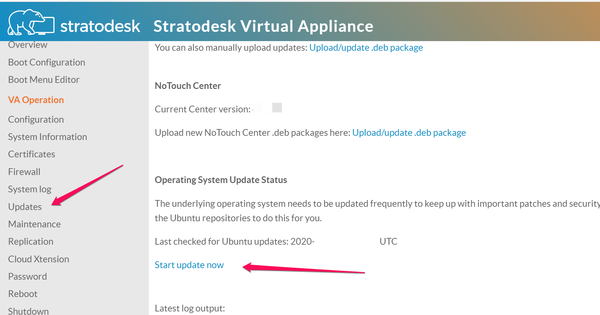 Updating the Stratodesk Virtual Appliance