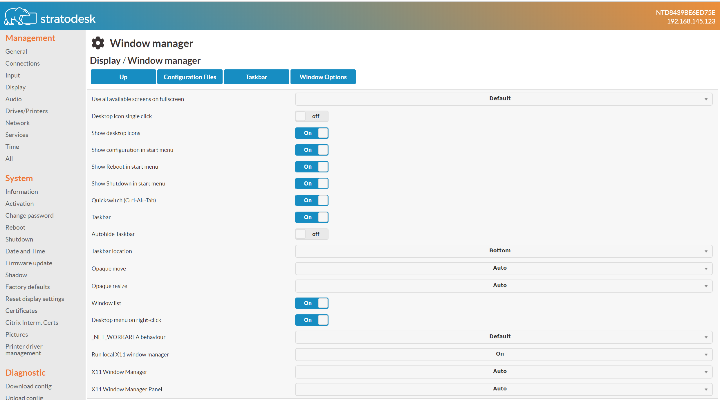 Window Manager Type Customize NoTouch Workspace using Window manager